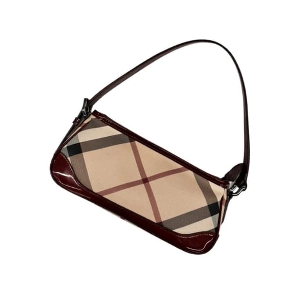 버버리 노바 체크 버건디 숄더백 가방