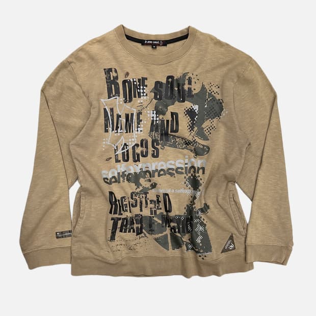 B-ONE-SOUL grunge logo beige sweatshirt