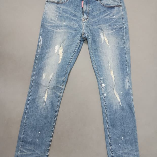 [34] 디스퀘어드2 화이트페인트 디스 슬림진 청바지