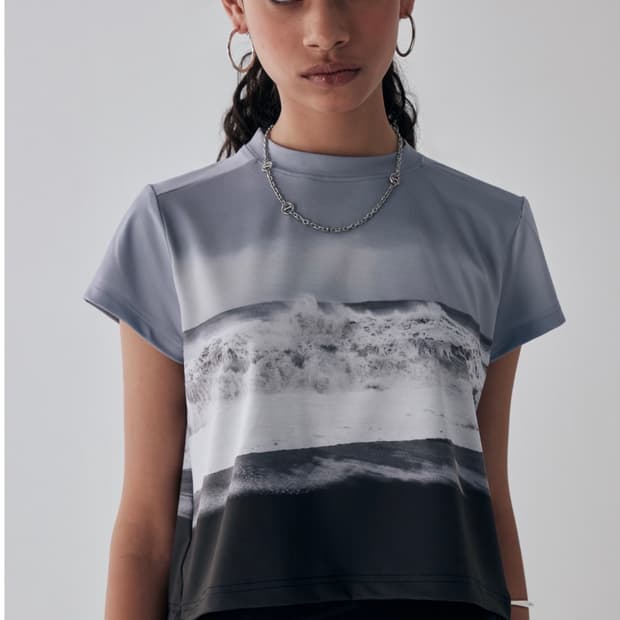 새상품) 트리밍버드 썸머 웨이브 반팔 티셔츠 라이트 블루 그레이