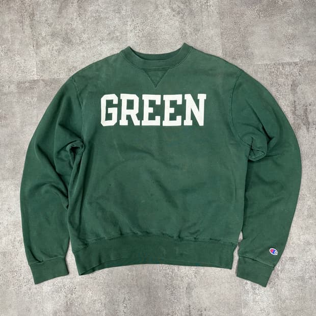 90s 챔피온 그린 맨투맨 티셔츠