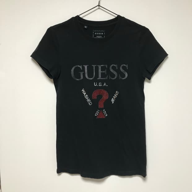 게스 y2k 스팽글 디테일 슬림핏 반팔티셔츠