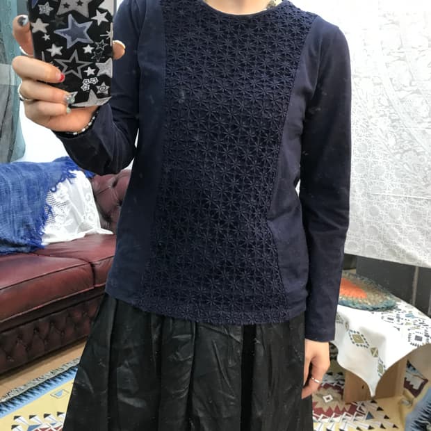 자라 여성 플라워펀칭 롱슬리브 