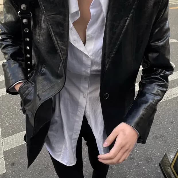 보헤미안서울 오버사이즈 레더 블레이저 자켓