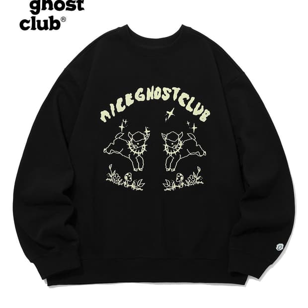 나이스고스트클럽 GOAT SWEATSHIRTS 스웻셔츠 맨투맨 블랙 L