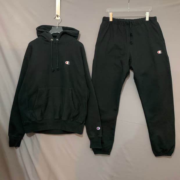 XL 챔피온 리버스위브 C로고 12oz 기모 후드티 조거팬츠 셋업