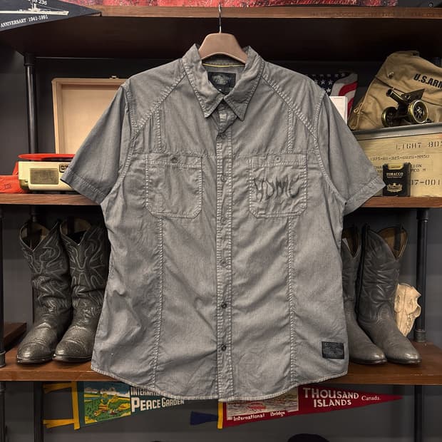 할리데이비슨 피그먼트 다잉 H-DMC 스텐실 워크셔츠 N1066