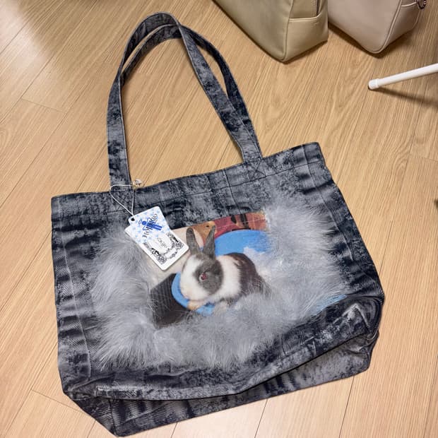 새상품) 혼쿄 플러피 베이비 래빗 빅 토트백