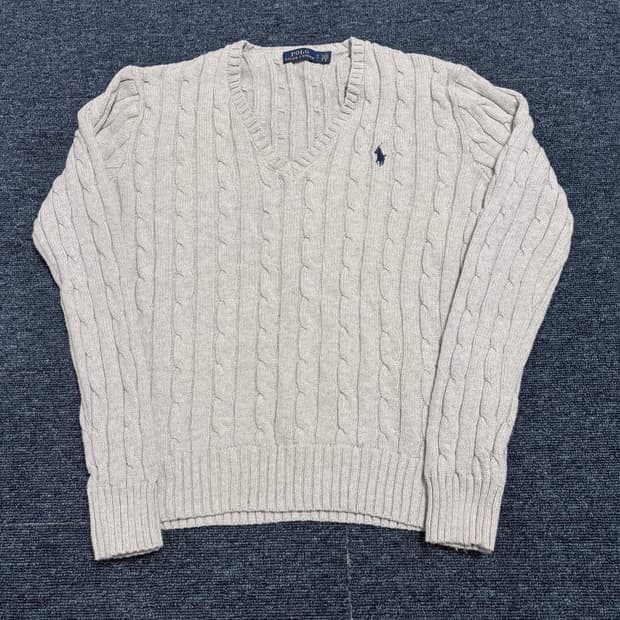 폴로 랄프로렌 브이넥 꽈배기 니트