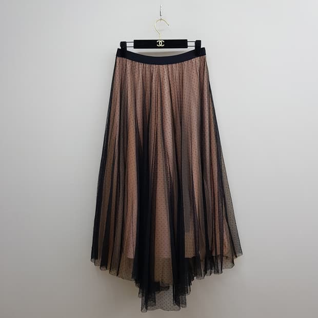 한섬 더스토어 2021 도트 망사 배색 롱스커트 M사이즈