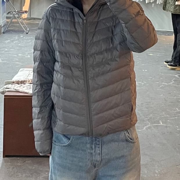 빈티지 그레이 라이트다운 경량 후드자켓 H1481