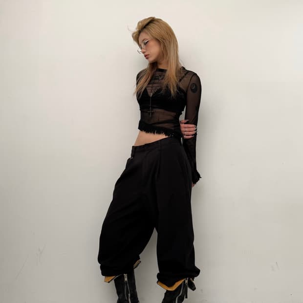 Jean Paul Gaultier 프린지 메쉬탑