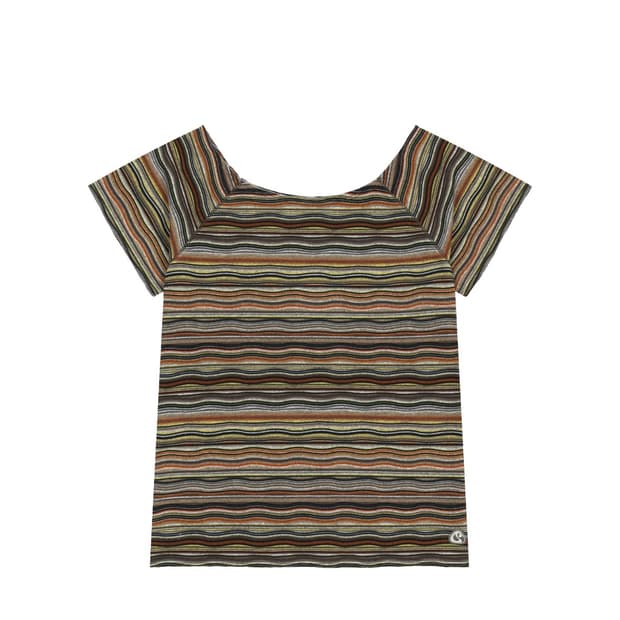 코이세이오 WAVE STRIPE KNIT T-SHIRT BROWN