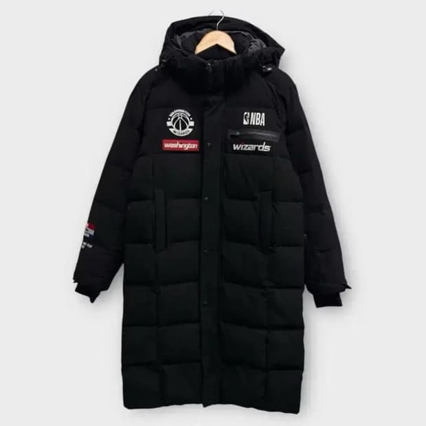 NBA 블랙 롱 다운 패딩 L