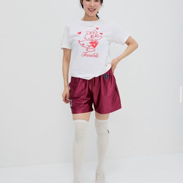 샬롬 클럽 숏츠 반바지 버건디