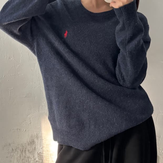 Polo 폴로 랄프로렌 신형 레드포니 데님블루 메리노울 니트 S