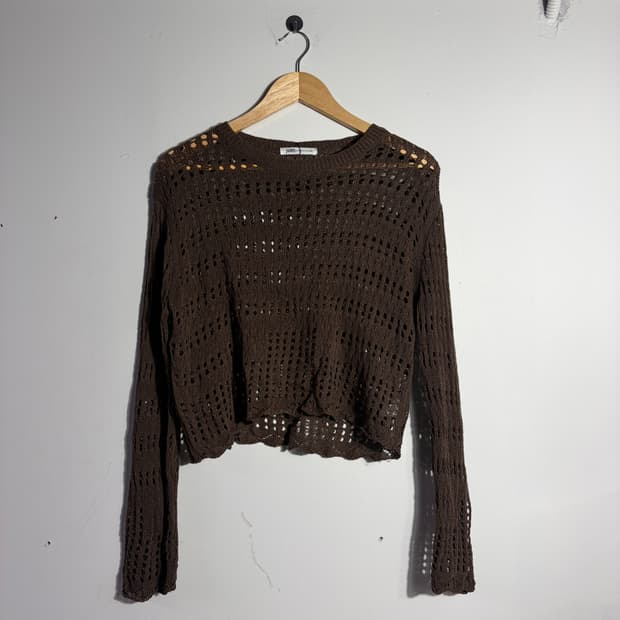 빈티지 모리걸 브라운 크롭 그물니트 (무료배송)