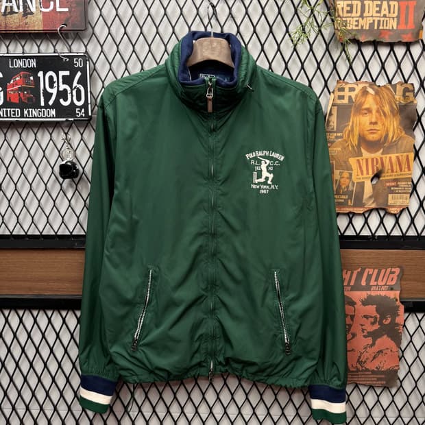 00s 폴로 랄프로렌 나일론 자켓 전면 로고 포인트 그린