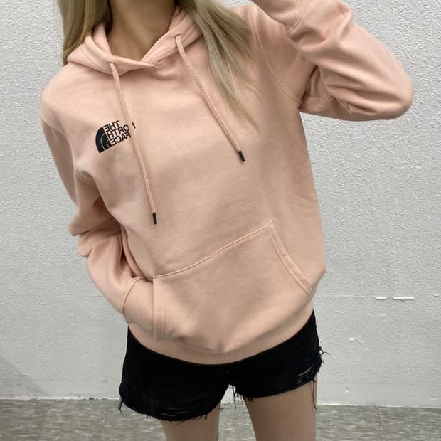 노스페이스 블랙 로고 딸기우유맛 후드 M