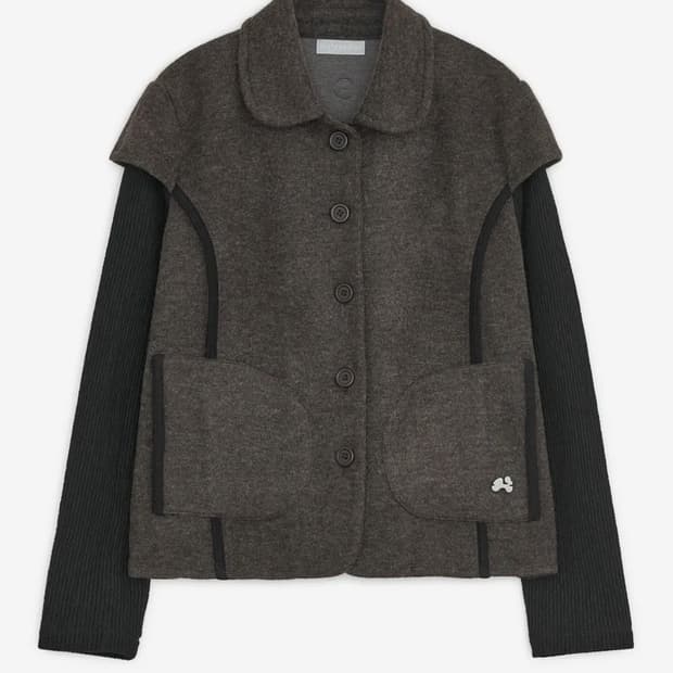 허그유어스킨 라운드 카라 니트 자켓 (브라운)