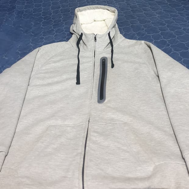 EDconbine 오버핏 보아 후드 짚업 자켓 그레이 (3XL)