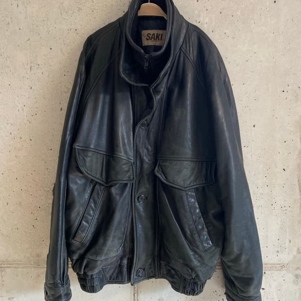 SAKI leather 빈티지 오버사이즈 가죽 자켓