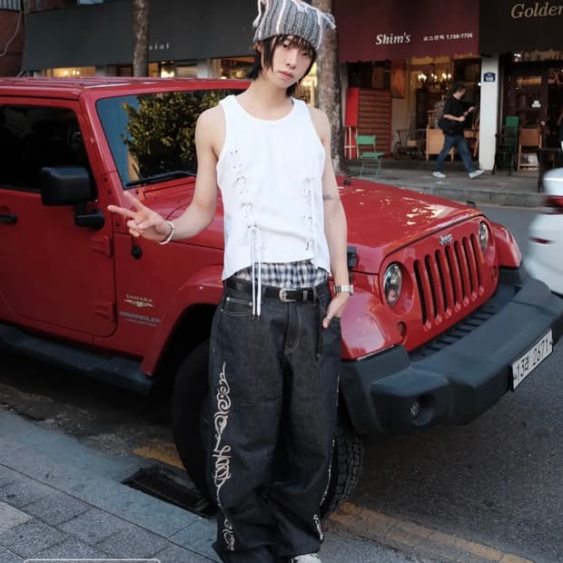 후드후드 웨스턴 데님 팬츠