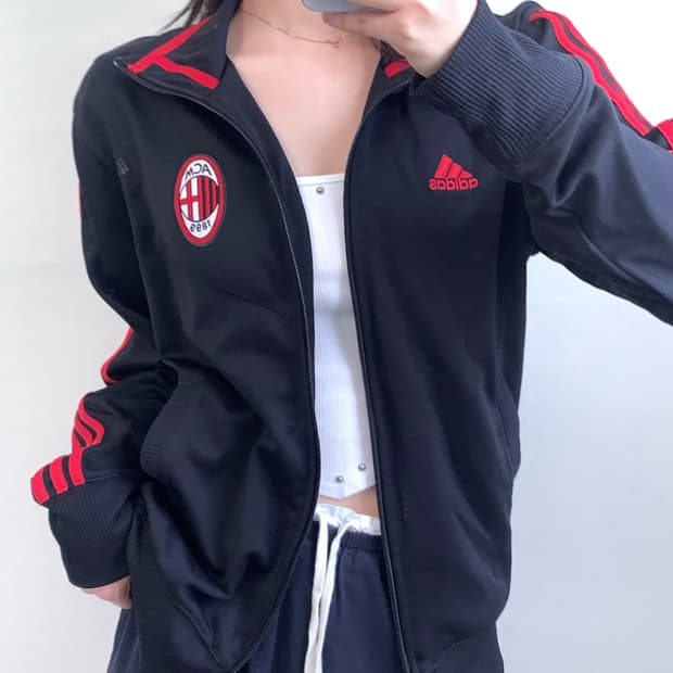 Adidas 아디다스 블랙-레드 AC밀란 트랙탑