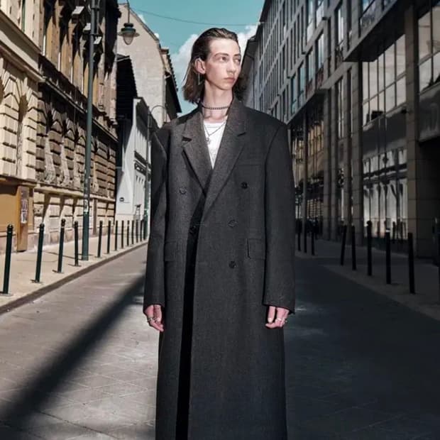 엘무드)그레이 웨일 더블 코트 색상 미드 그레이46