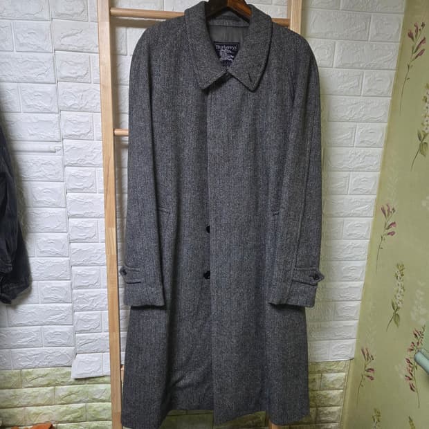 빈티지 버버리 스코티시 트위드 헤링본 코트