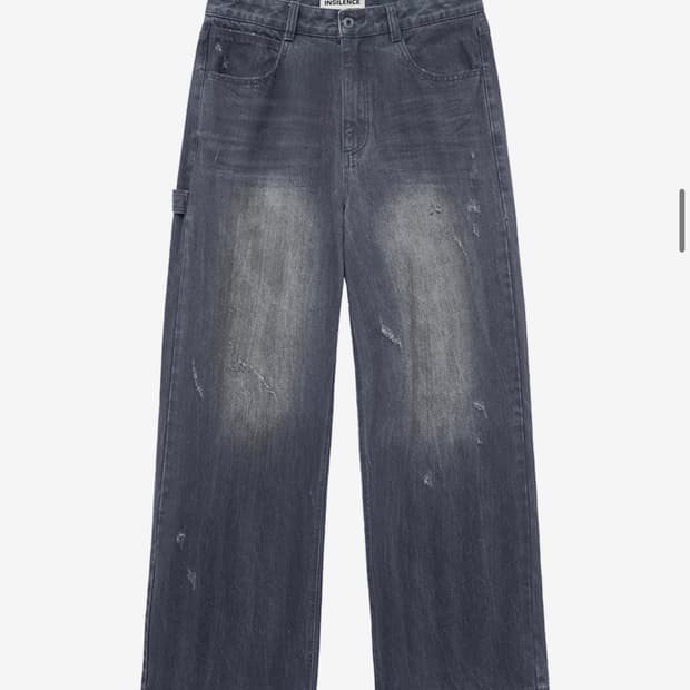 인사일런스 데미지 워시드 데님 팬츠 GREY L사이즈