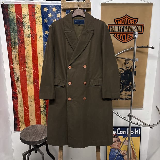 프렌치 커넥션 웰메이드 코튼트윌 더블 브레스트 롱코트  N487