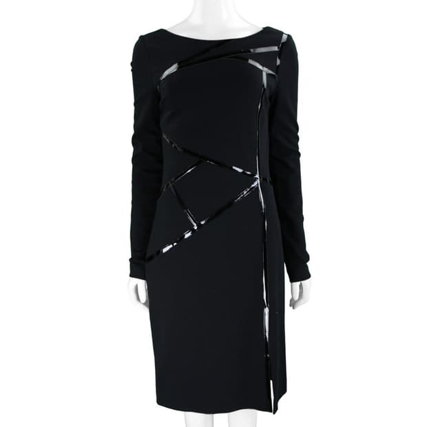 베르사체 에나멜 라인 미디 드레스