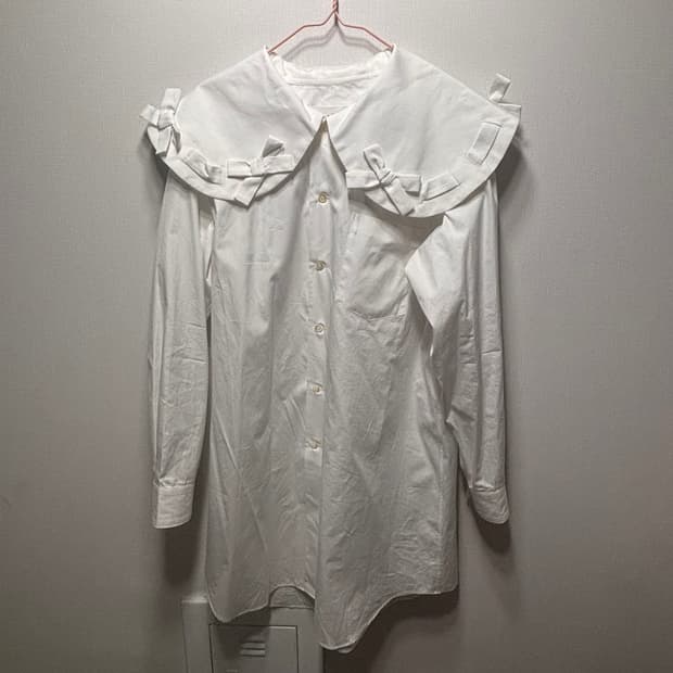 꼼데가르송 걸 피터팬 리본 카라 블라우스