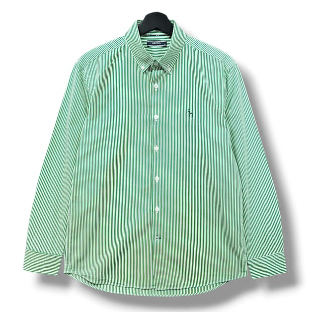 [100] 헤지스 그린&화이트 스트라이프 긴팔셔츠