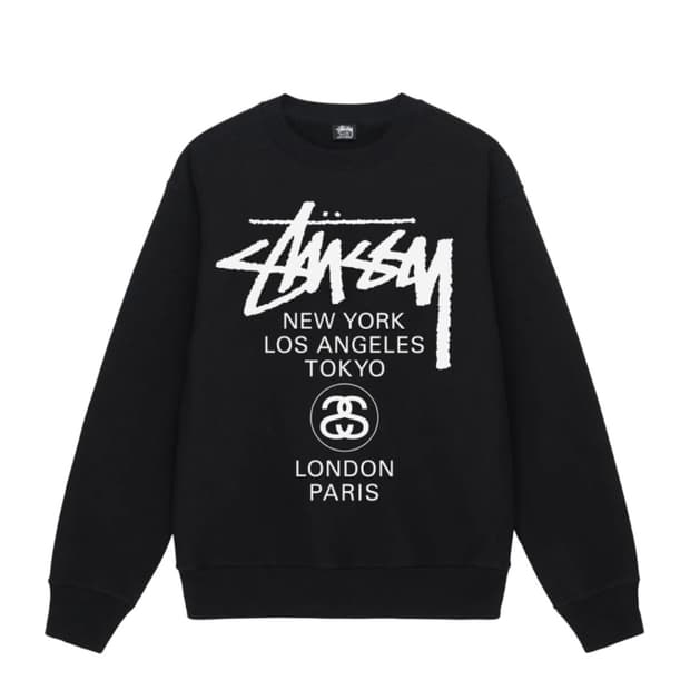 스투시 월드투어 맨투맨 크루넥 블랙 S