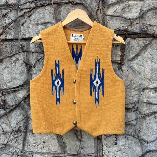 90s 센티넬라 빈티지 핸드 우븐 울 오르테가 치마요 베스트 조끼