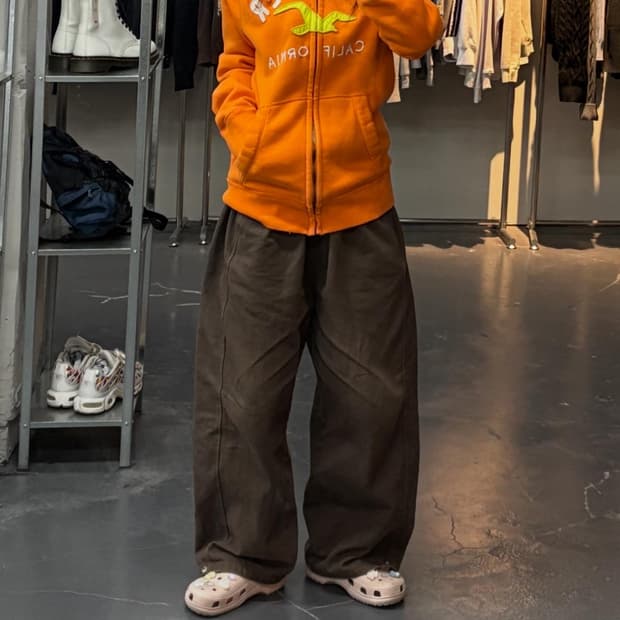 홀리스터 패치로고 오렌지 후드집업 A2973