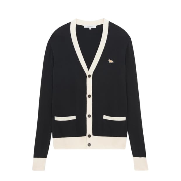 메종키츠네 베이비폭스 패치 바이컬러 클래식 가디건 블랙 XL