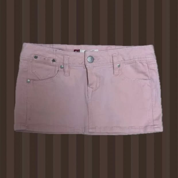 루카빈티지 핑크 러힙 펑크 로우라이즈 스커트 갸루