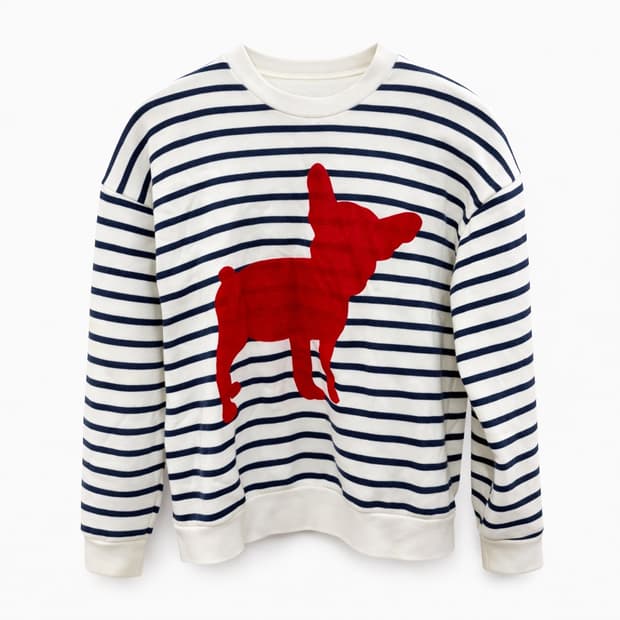 에트르 세실 스트라이프 강아지 맨투맨 S