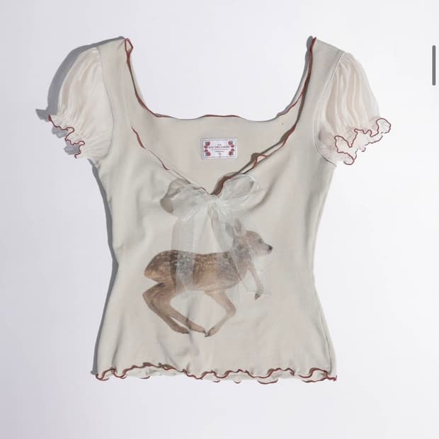 (새상품) 스컬프터 Puff Sleeve Top cream