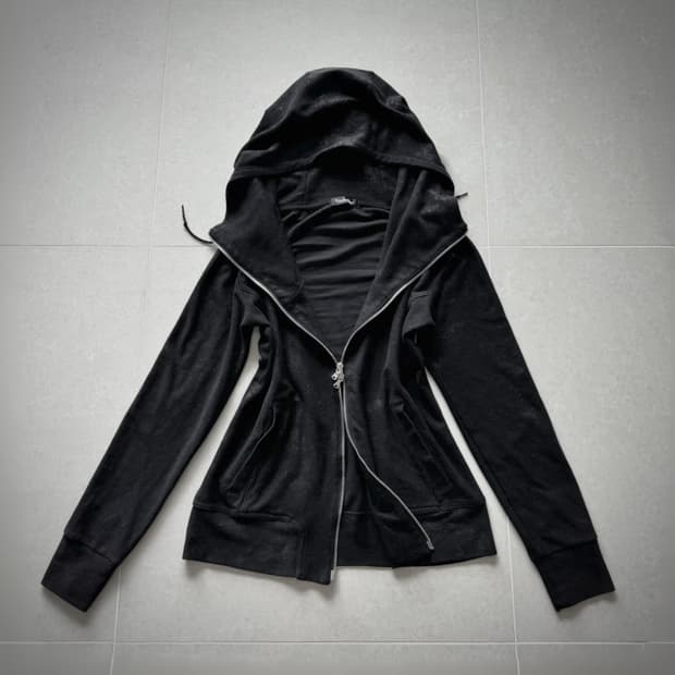 Tornado Mart 워싱 크랙 하이넥 투웨이 후드집 업 락시크 펑크