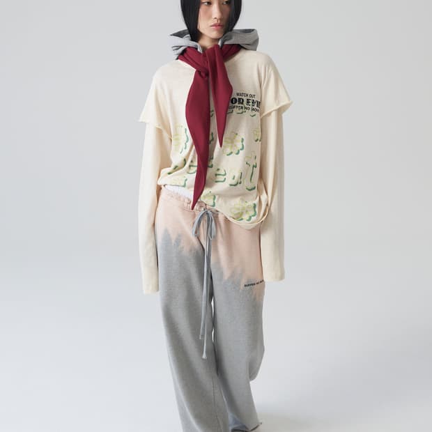 Tie Hooded_Gray & Burgundy