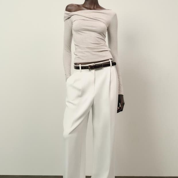 자라 비대칭 네크라인 탑