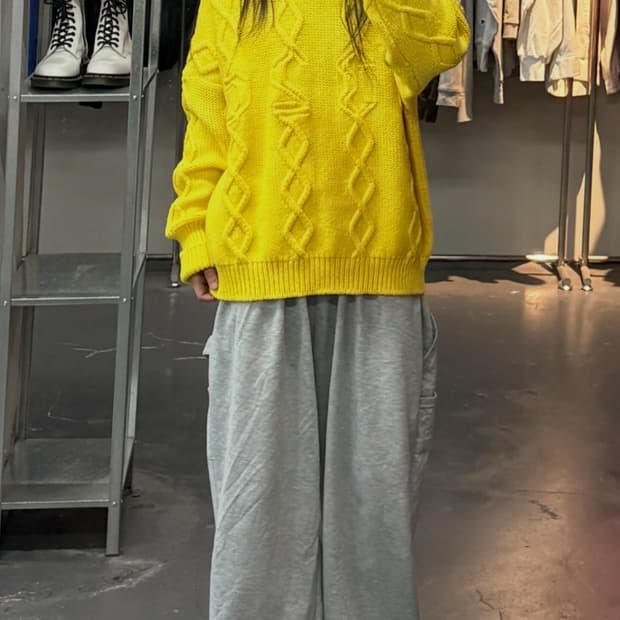 032c 하드기어 피어싱 옐로우 니트 A3676