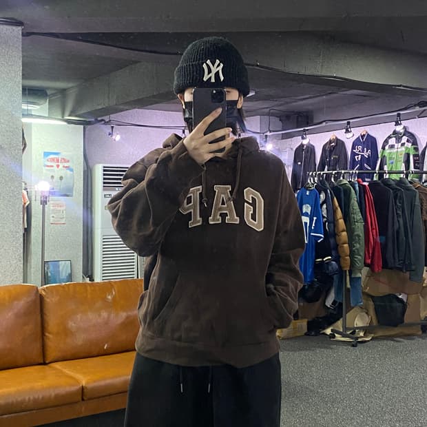 갭 빅로고 브라운 후드 티 B3032