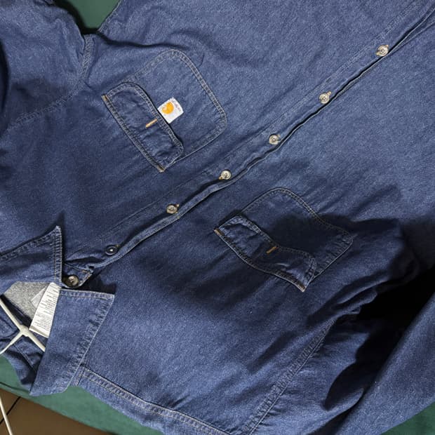 빈티지 칼하트 데님 기모 셔츠