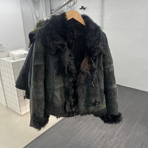 빈티지 패치워크 무스탕 자켓