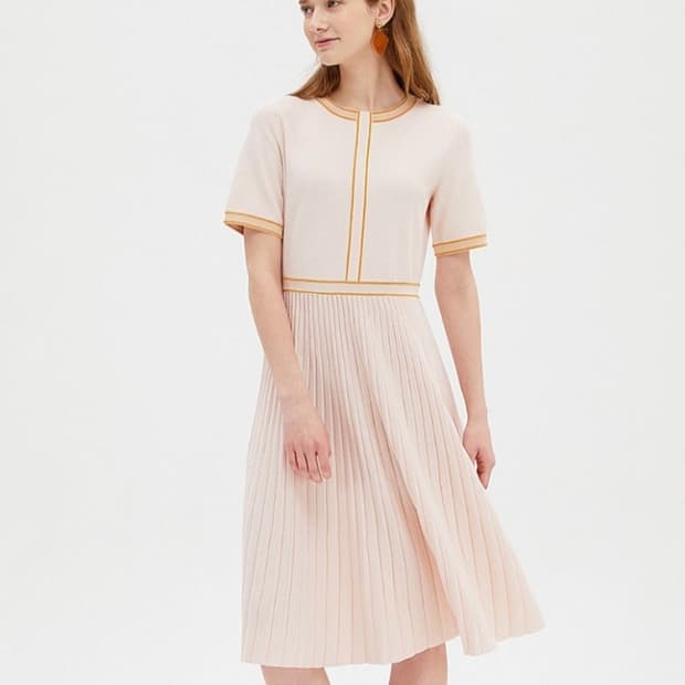 SJSJ 플리츠 블록 니트원피스 44사이즈